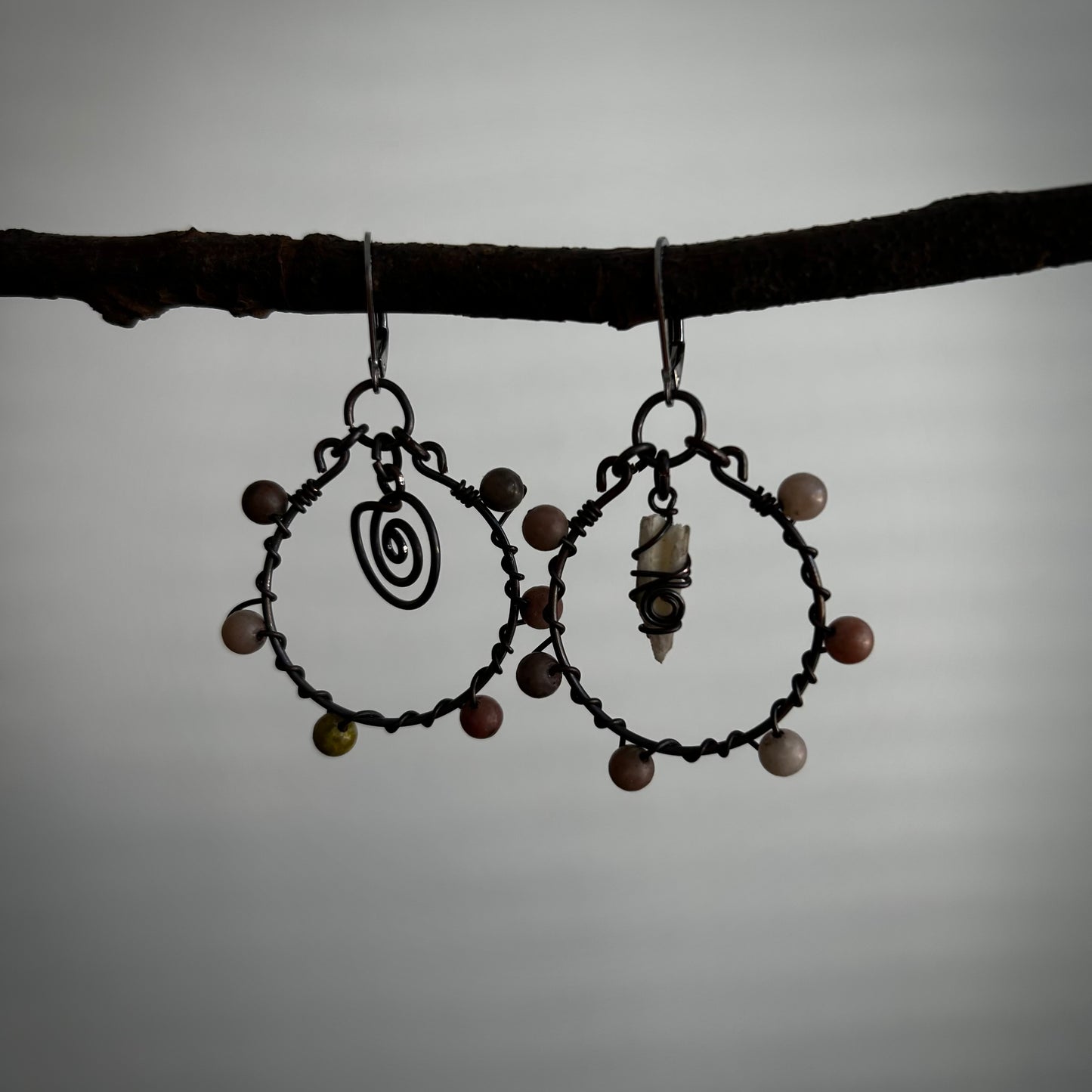 Sesame Jasper Crystal Hoops