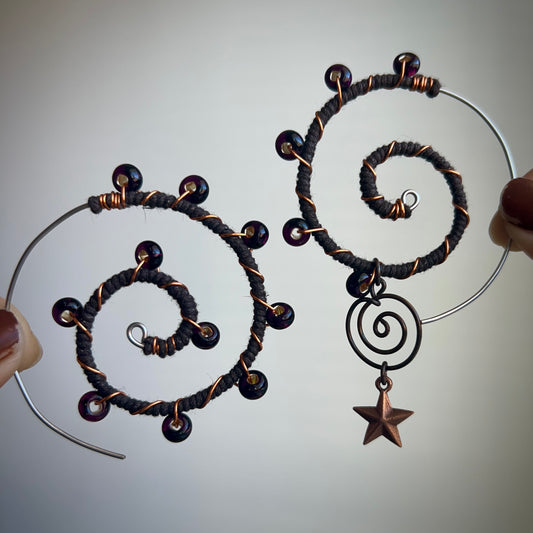 Copper Star Ear Spirals