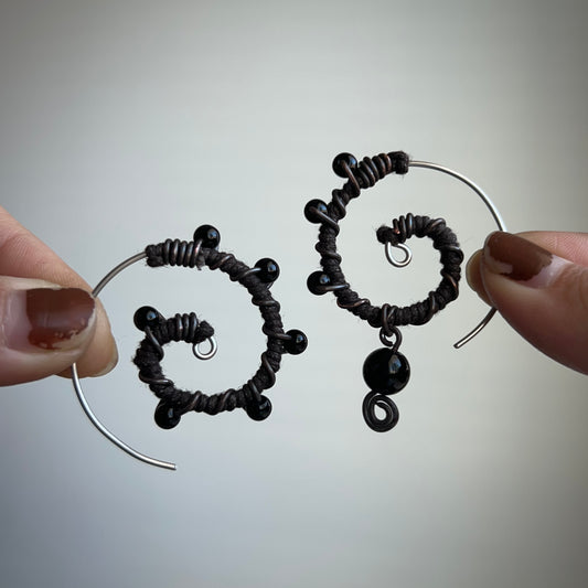 Mini Obsidian Ear Spirals V2