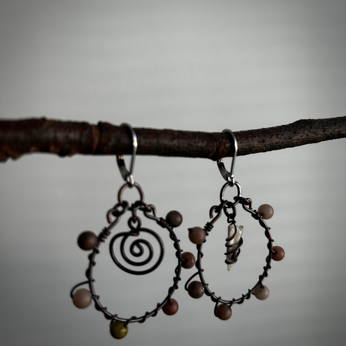 Sesame Jasper Crystal Hoops