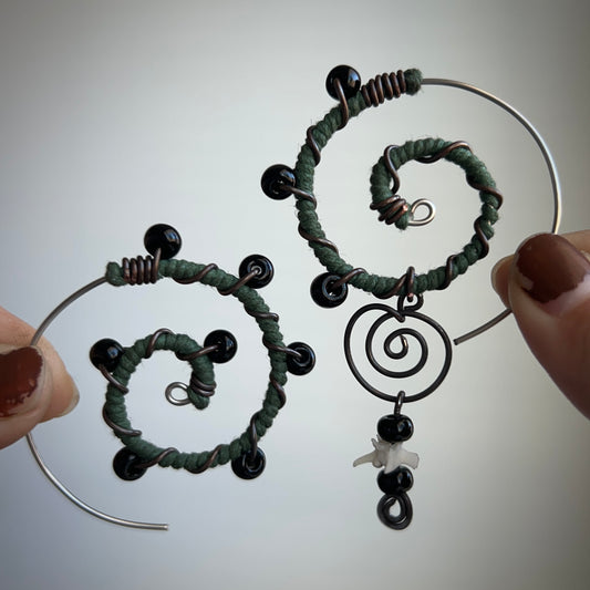 Green Vertebrae Ear Spirals