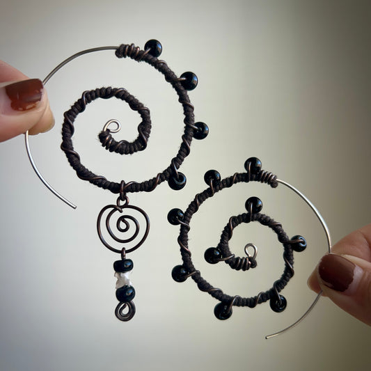 Black Vertebrae Ear Spirals