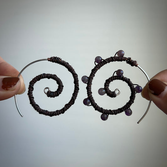 Amethyst Ear Spirals