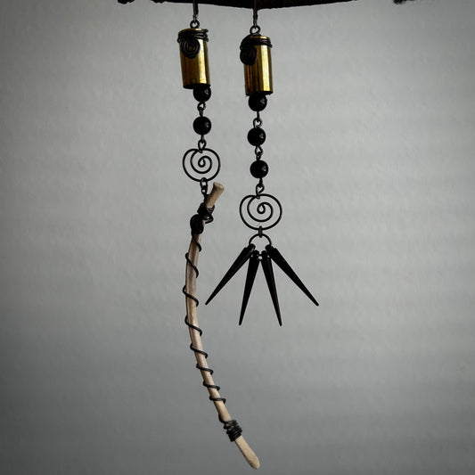 Obsidian Asym Bullet Earrings