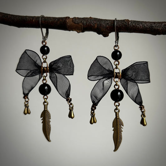 Feather Bow Earrings