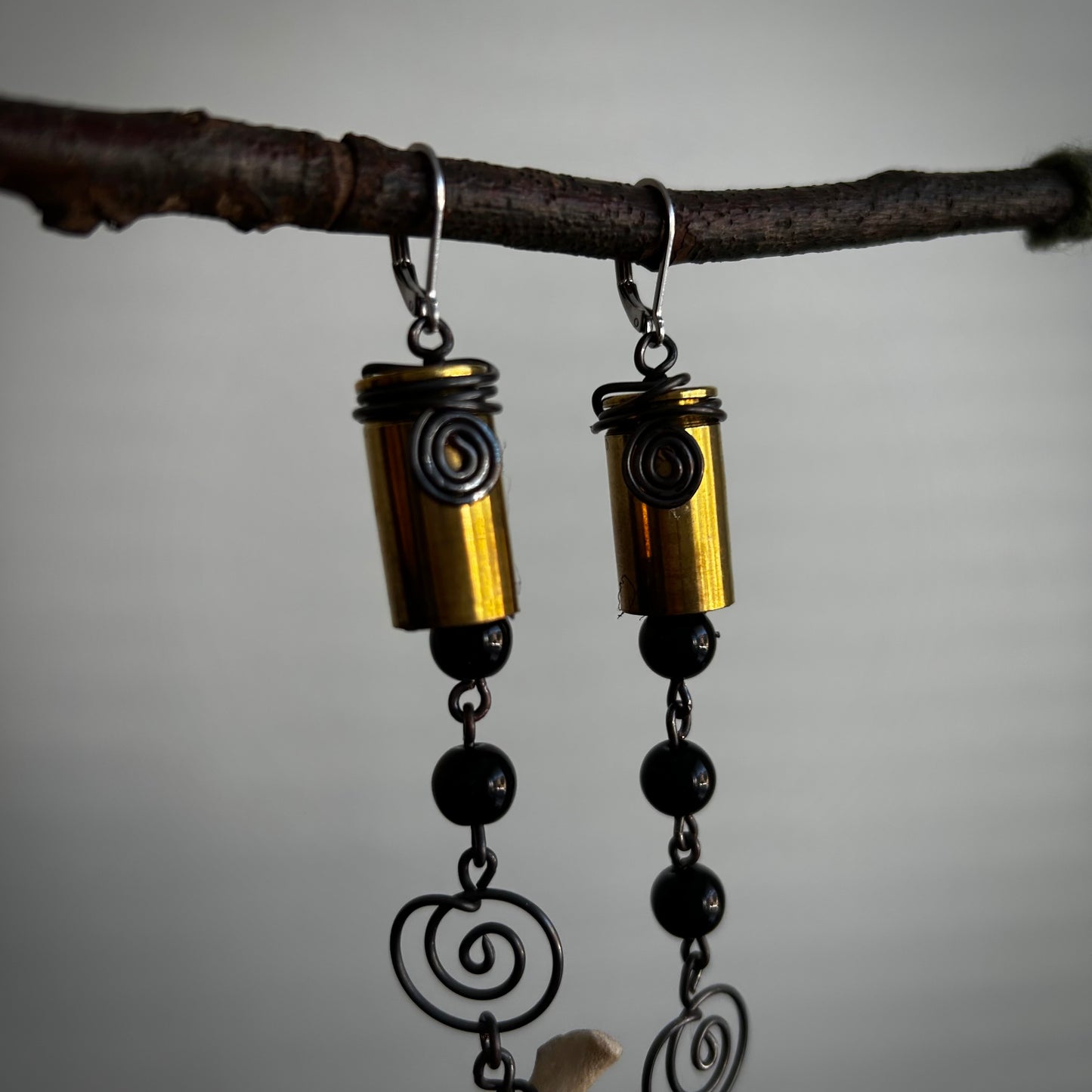 Obsidian Asym Bullet Earrings