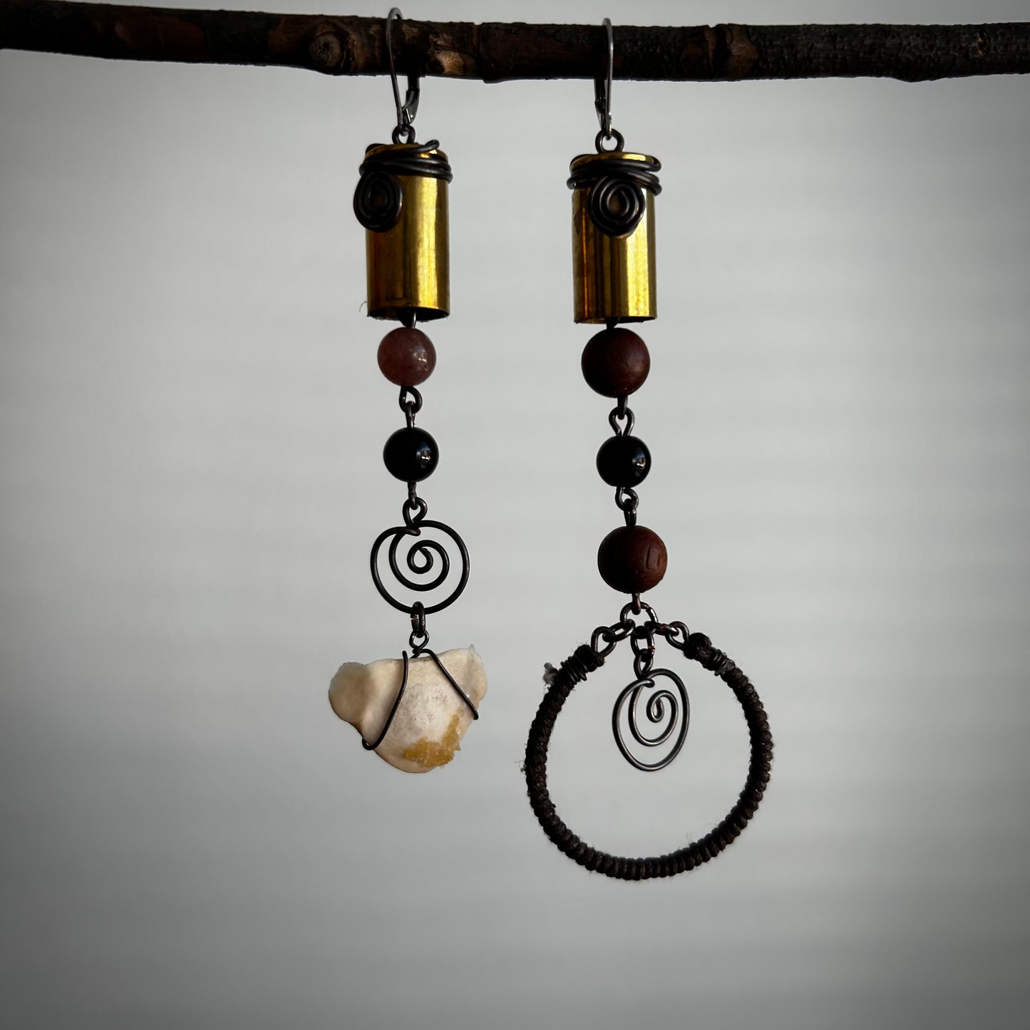 Cotton Hoop Asym Bullet Earrings