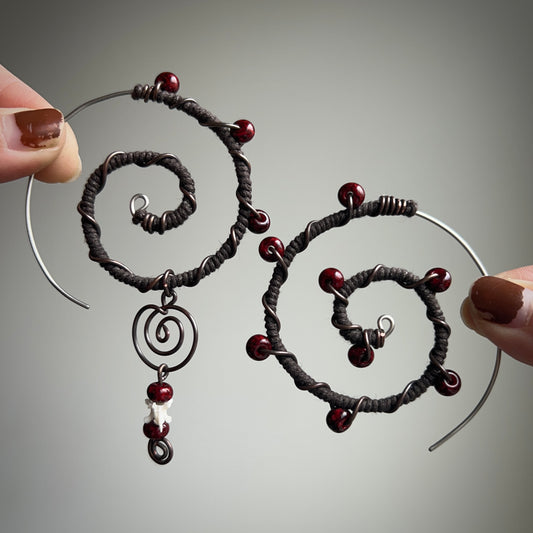 Red Vertebrae Ear Spirals